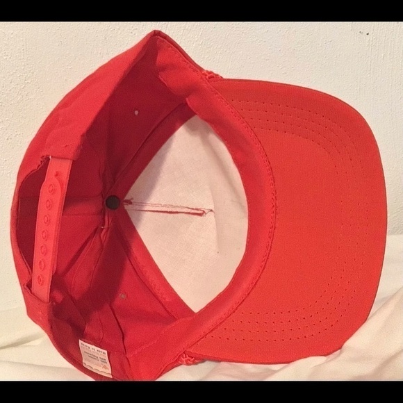 VINTAGE Lincoln Cylinders Red Snapback Mens Trucker Hat Baseball Cap w/ Cord New - Picture 5 of 6